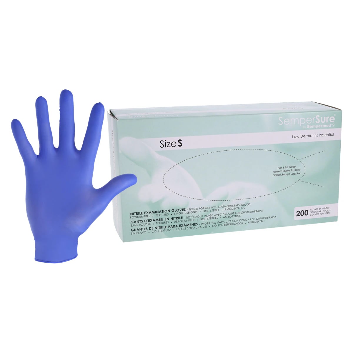SemperSure Tender Touch Nitrile Exam Gloves, Powder Free, Non-Sterile, Small, Purple, 200/Box