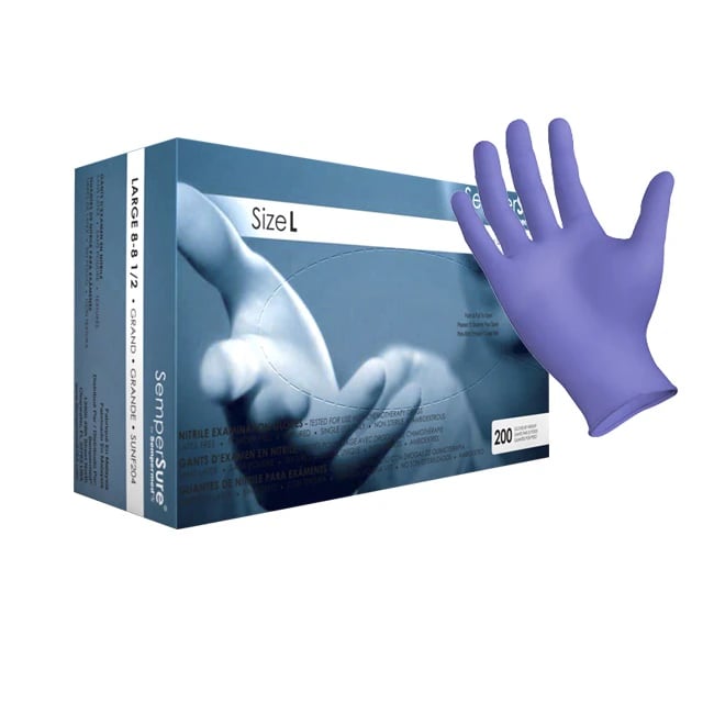 SemperSure Tender Touch Nitrile Exam Gloves, Powder Free, Non-Sterile, X-Small, Violet, 200/Box