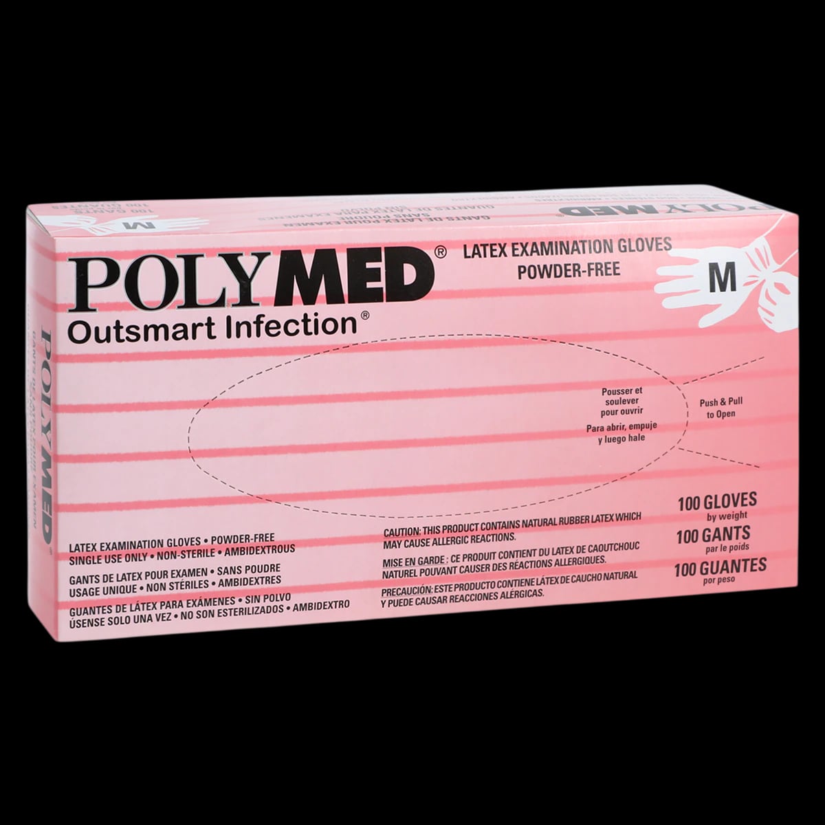 Sempermed Polymed Powder-Free Latex Exam Gloves, Medium, White, 100/Bx, PM103