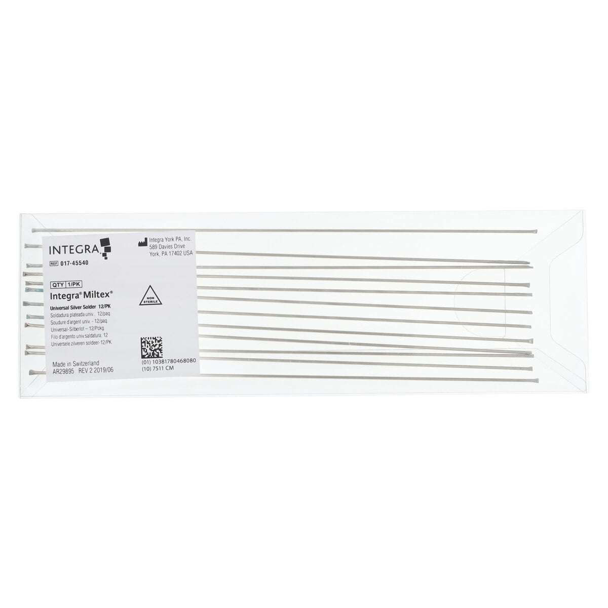 Integra Miltex Universal E-Z Silver Solder with Flux, Regular, 12 Tubes/Pack, 017-45540