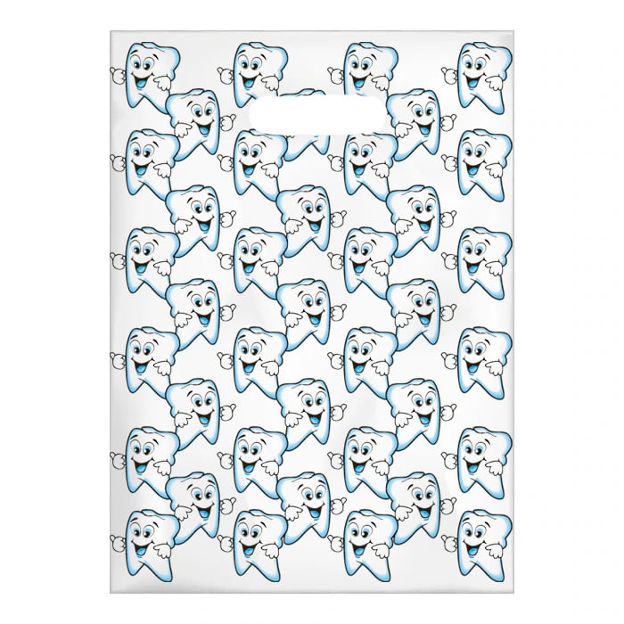 Sherman Specialty Scatter Bags, Cute Tooth Design, Clear, 7.5" x 10", 100/Pkg, 98K