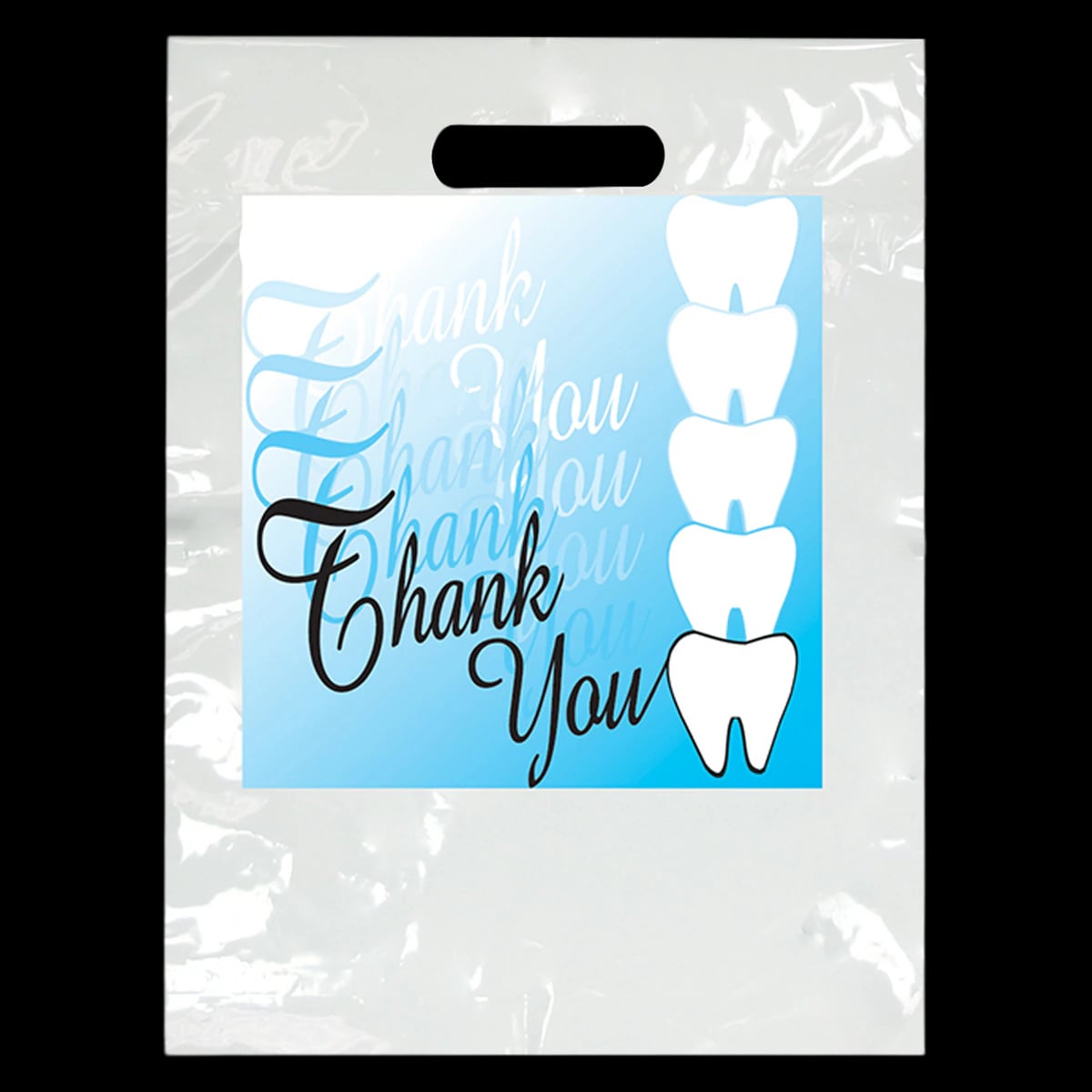 Sherman Specialty Large Thank You Script/Teeth Take-Home Bag, 9" x 13", White, 100/Pkg, LBG52