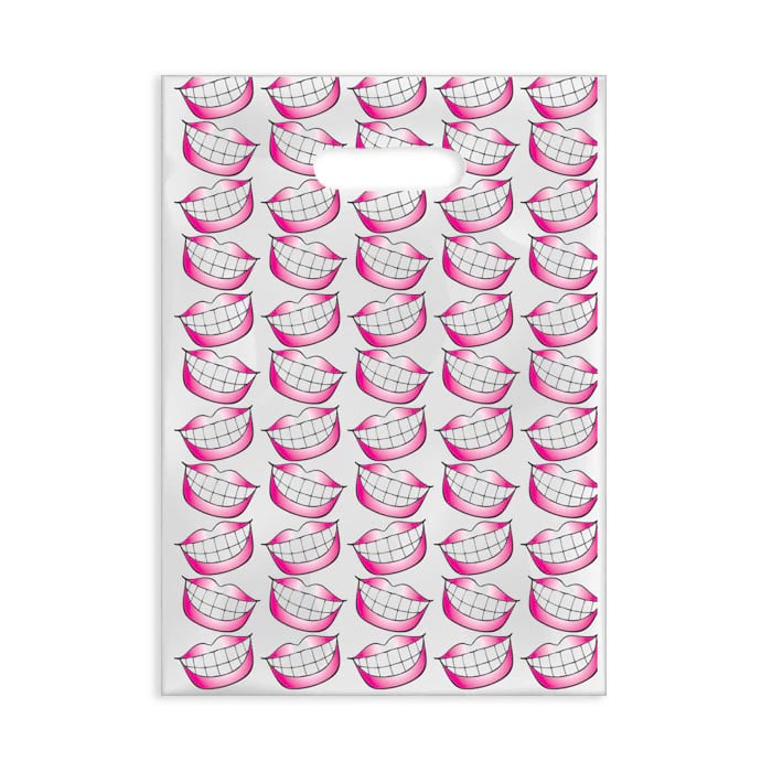 Sherman Specialty Big Smile/Red Lips Scatter Bags, Clear, 7.5" x 10", 100/Pkg, 98Q