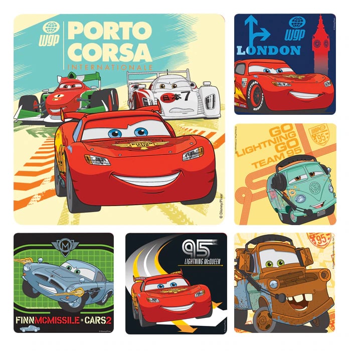 Sherman Specialty Disney Cars 2 Stickers, 2.5" Assorted Designs, 100/Roll, PS464