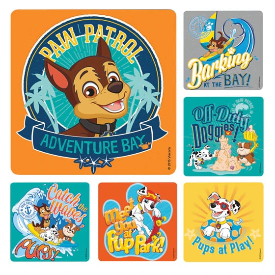 Paw Patrol Stickers, Assorted Designs, 2.5" x 2.5", 100/Roll, PS607