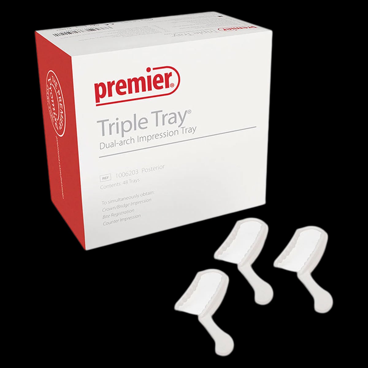 Premier Triple Tray Dual-Arch Impression Trays, Anterior, 35/Pk, 1006213