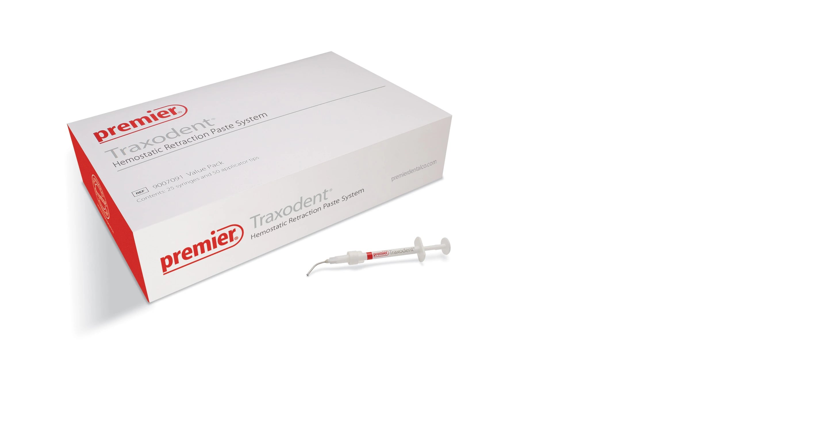 Traxodent Hemostatic Retraction Paste System, Value Pack, 25 x 0.7g Syringes with 50 Bendable Tips, 15% Aluminum Chloride, 9007091
