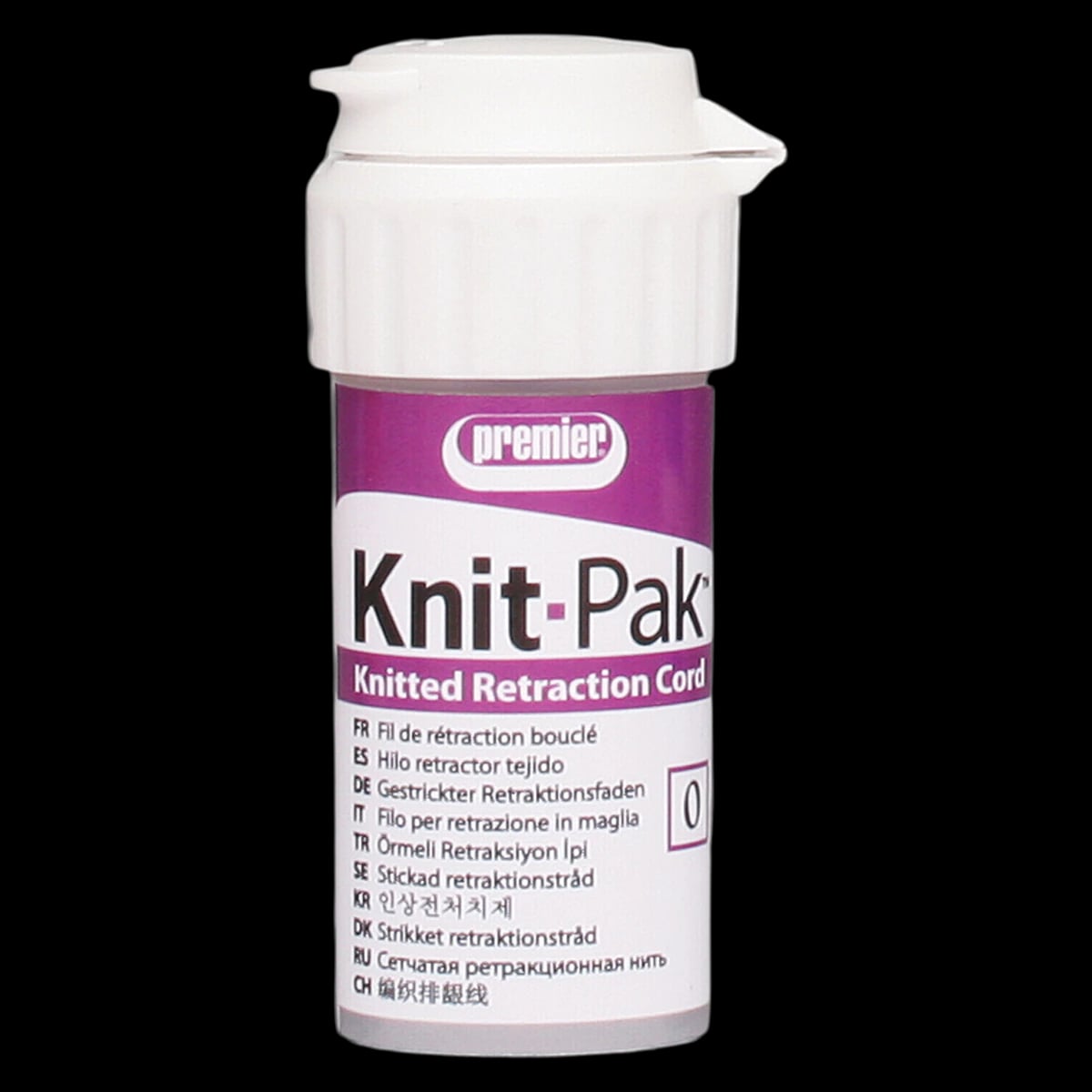 Knit-Pak Knitted Retraction Cord, Plain (Non-Impregnated), Size #0, Purple, 100", 1/Pk, 9007553