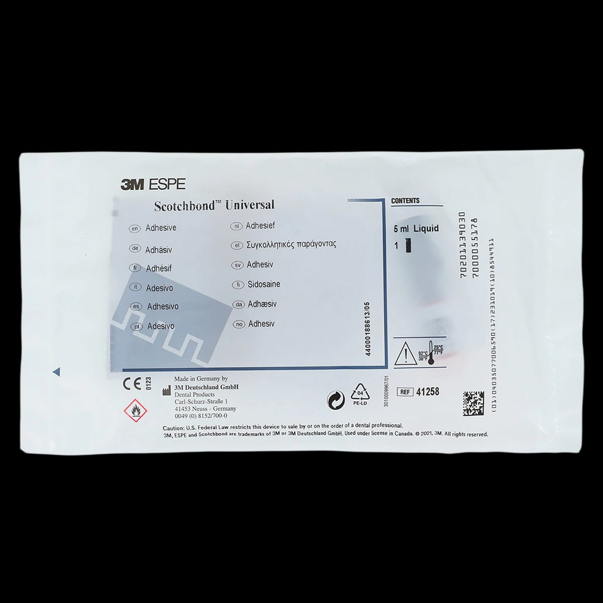 3M Scotchbond Universal Adhesive, Light-Cure, Vial Refill, 5 mL, 1/Pk, 41258