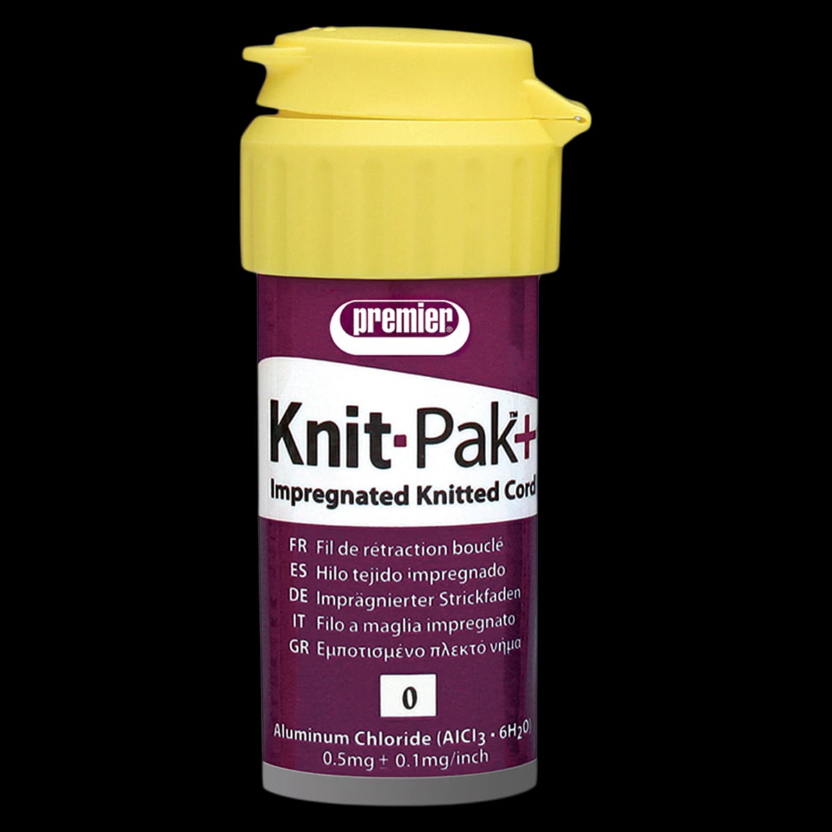 Knit-Pak+ Impregnated Knitted Retraction Cord, Aluminum Chloride, Size #0, Purple, 100", 1/Pk, 9007563