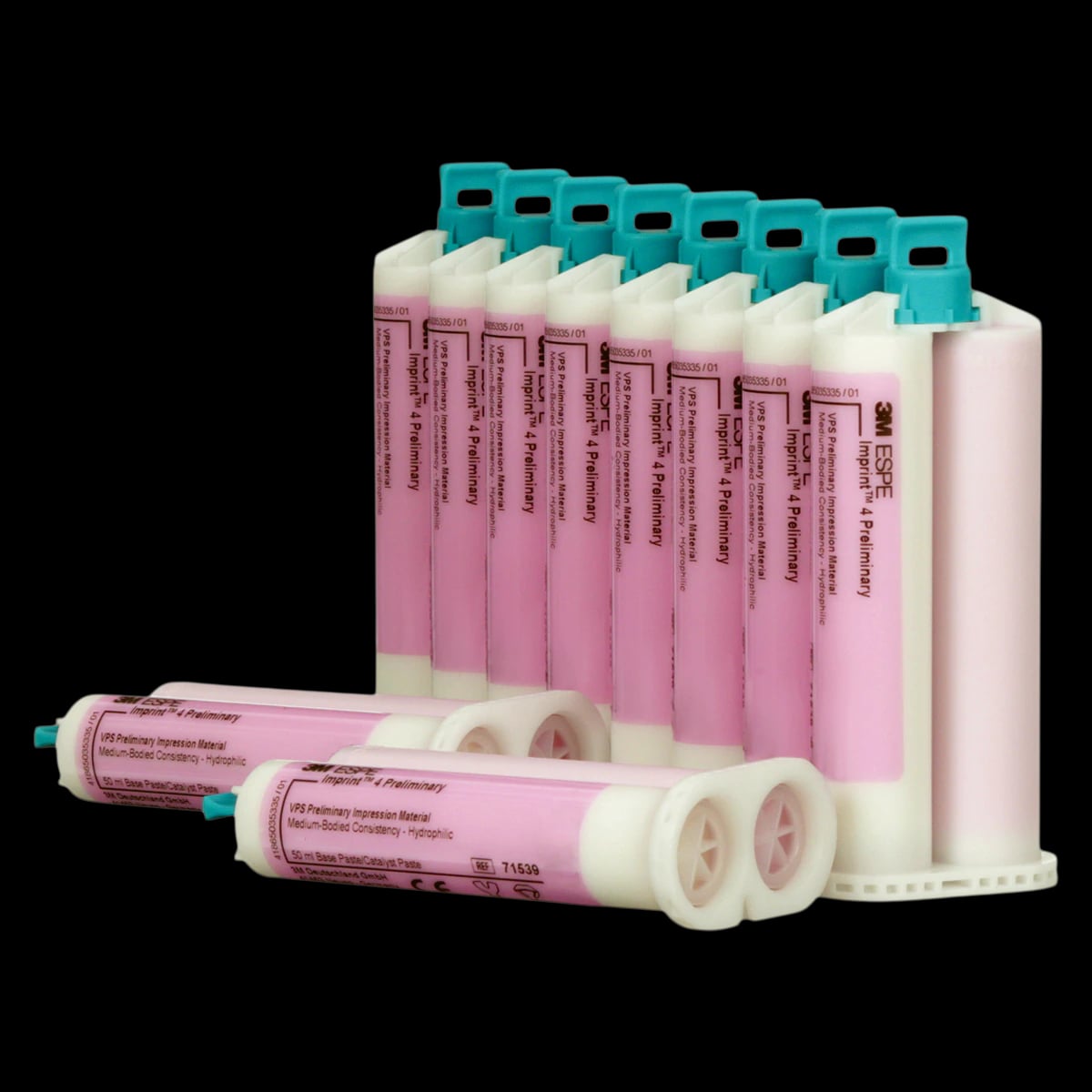 3M Imprint 4 Preliminary VPS Impression Material, Regular Set, Pink, Mint, 50 mL Cartridges, Economy Pack 10/Box, 71539