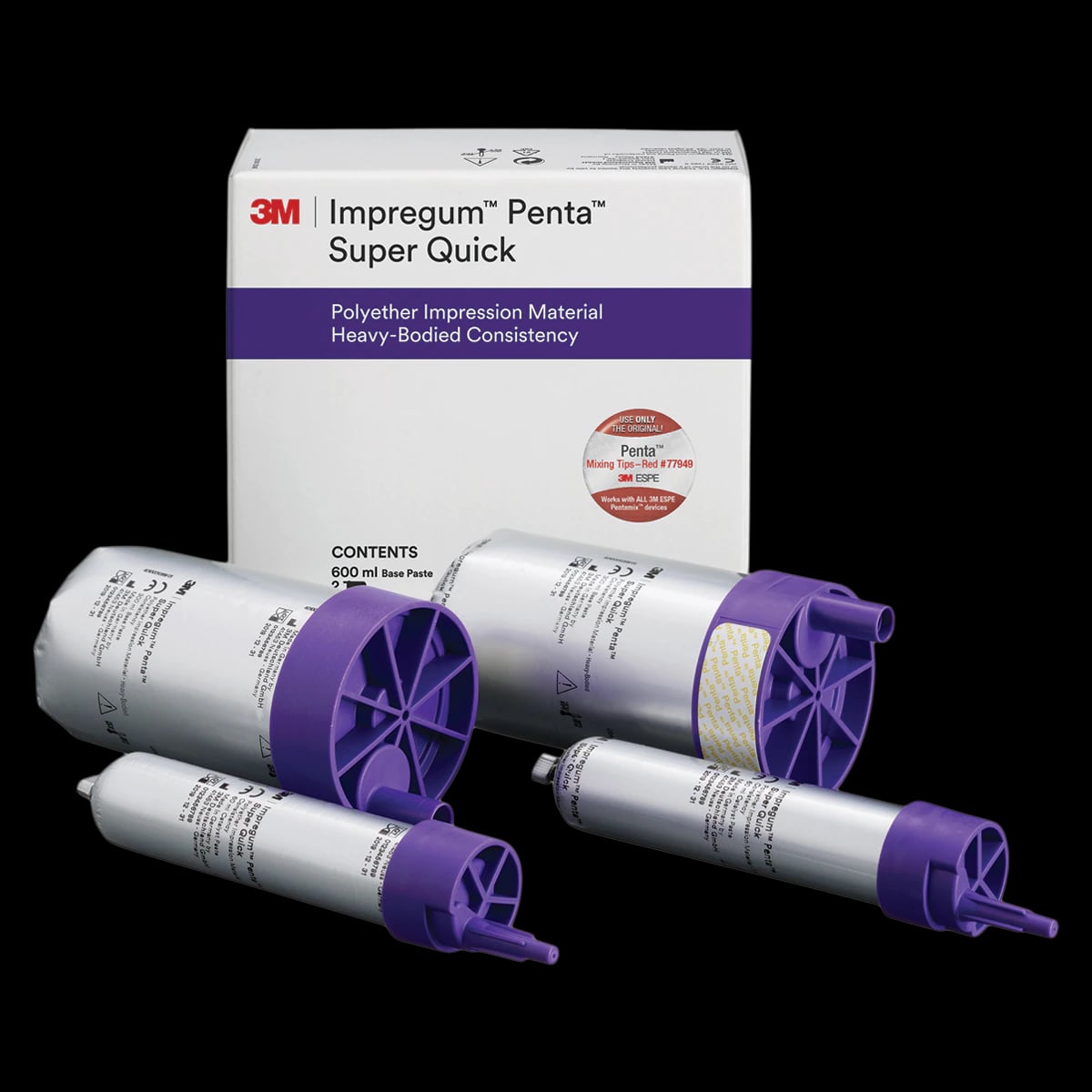 3M Impregum Penta Super Quick Polyether Impression Material, Heavy Body, Refill, 2 x 300 mL Base Paste + 2 x 60 mL Catalyst, 69406