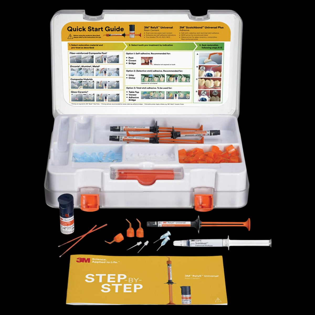 3M RelyX Universal Resin Cement Intro Kit, Shades TR, A1, A3O, WO, 4 x 3.4g Syringes, 56968