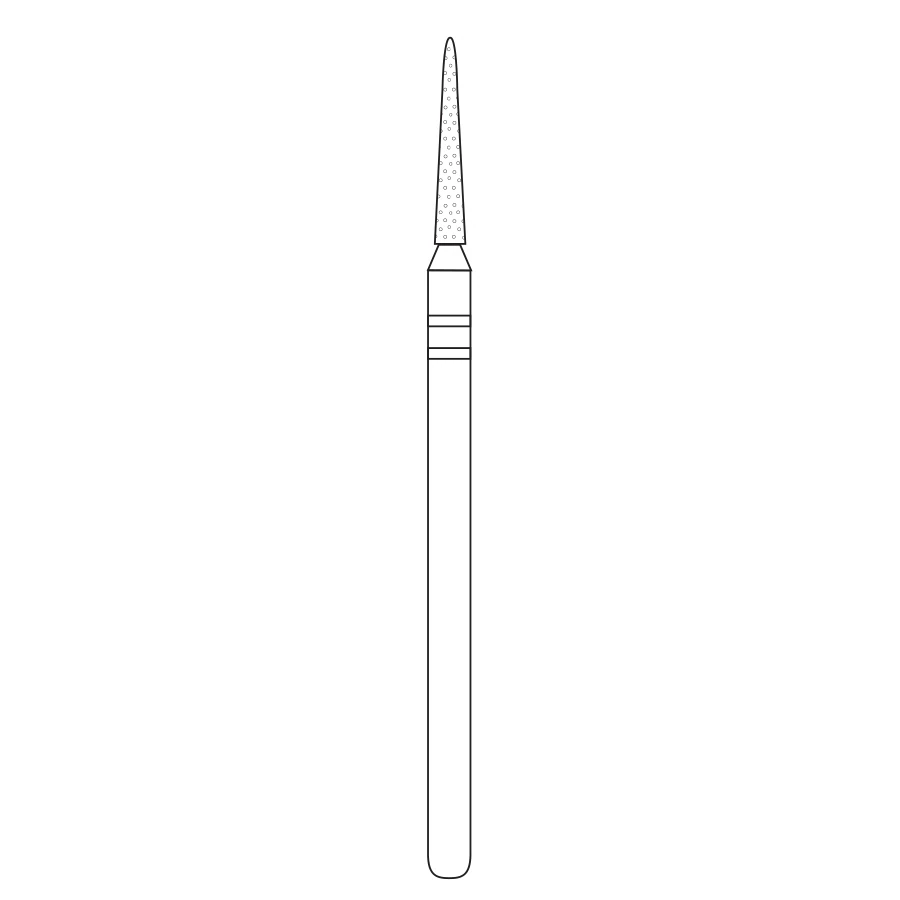Two Striper TSZtech Diamond Bur, Laboratory Handpiece, Round-End Taper, X769.10ZF, ZF Grit, 0.7 mm Minor / 1.8 mm Major, 1/Pk, 2012849