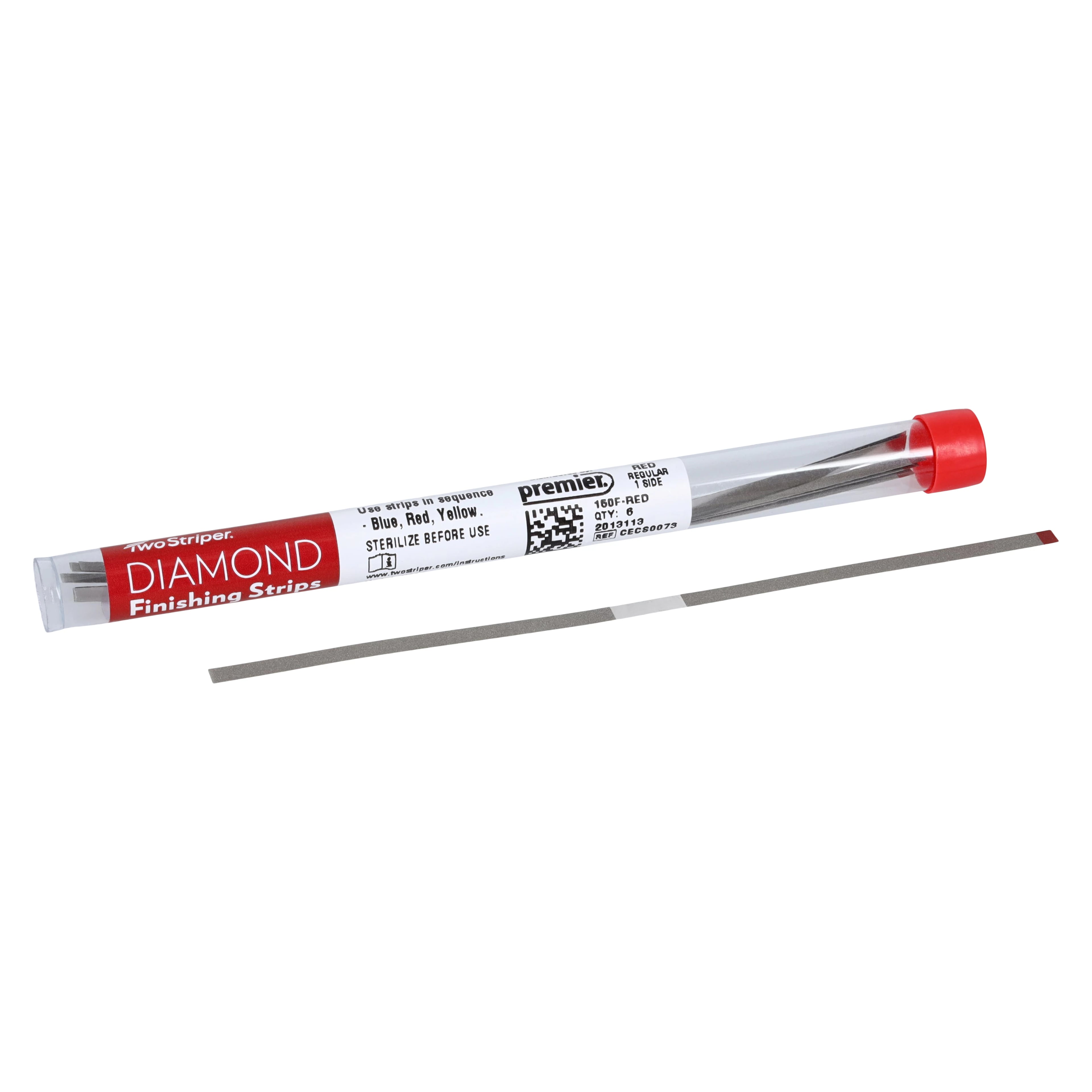 Two Striper (Compo-Strip) Diamond Finishing Strips, 150F Red, 3.75 mm, 45 Micron, Single-Sided, 6/Pk, 2013113