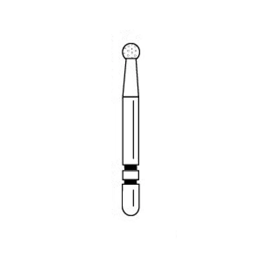 Two Striper® Diamond Bur, FG, Very Fine, Round End, #120, 1.6 mm Diameter, 1.5 mm Length, Yellow, 5/Pkg, 2015025