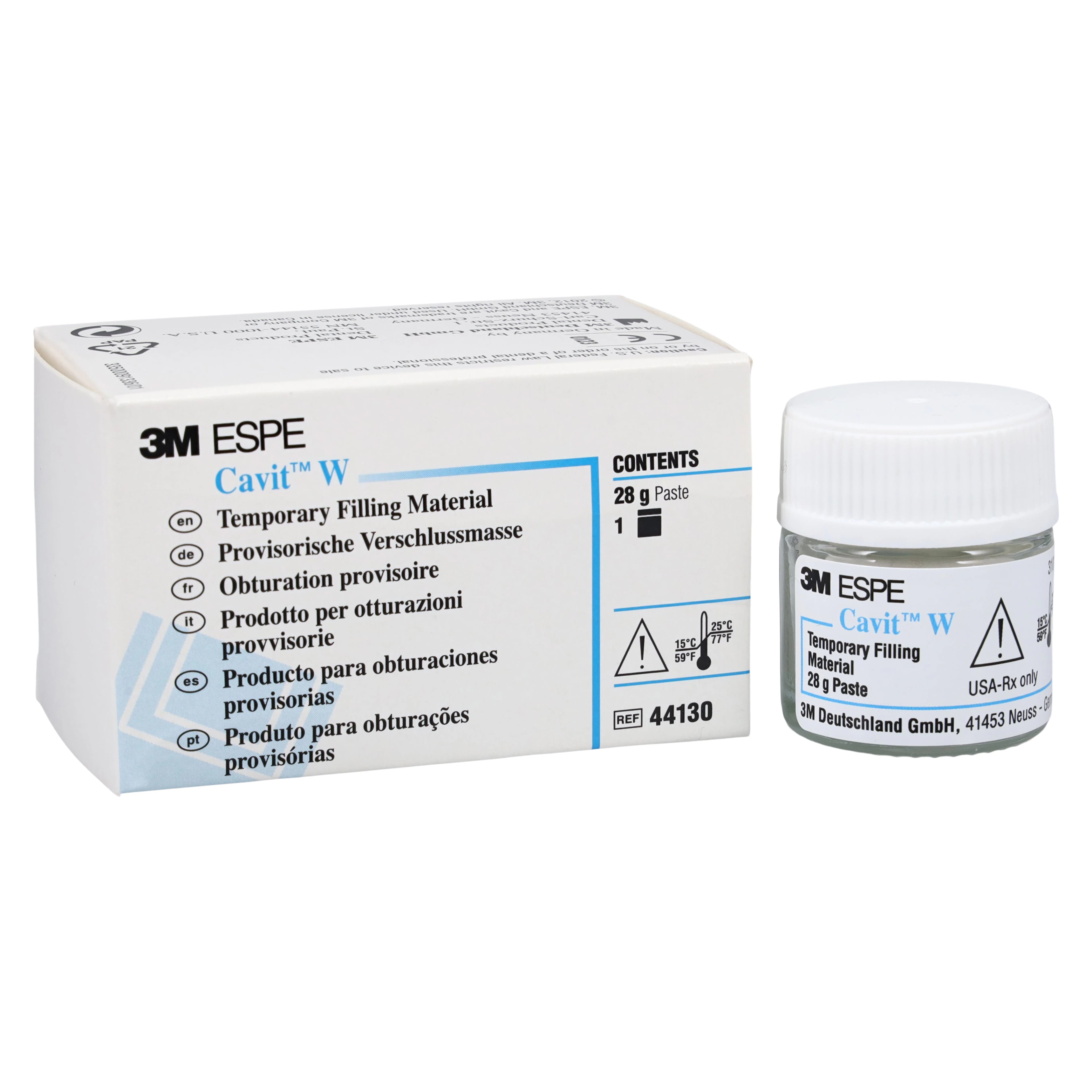 Cavit-W Temporary Filling Material, Medium Set, White, Self-Cure, 28 g Jar, 1/Pk, 44130