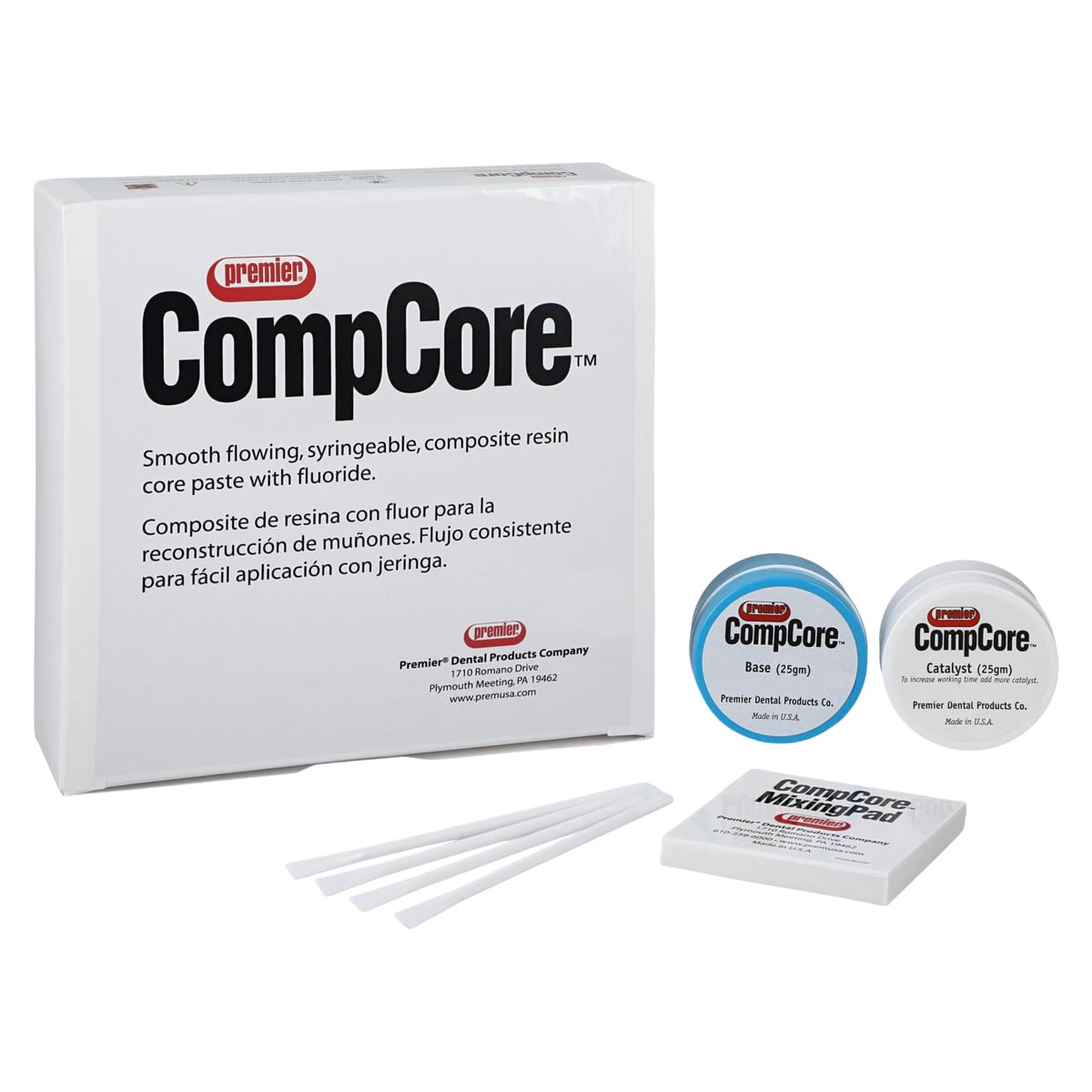 Premier CompCore Composite Core Build-Up Material with Fluoride, Natural, 50 g Economy Kit (25 g Base + 25 g Catalyst), 3001404