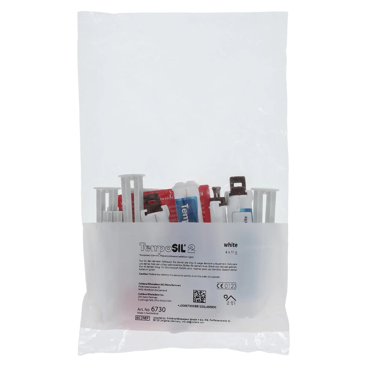 TempoSIL 2 Temporary Cement Refill, White, 5 ml Syringes, 4/Box, 6730