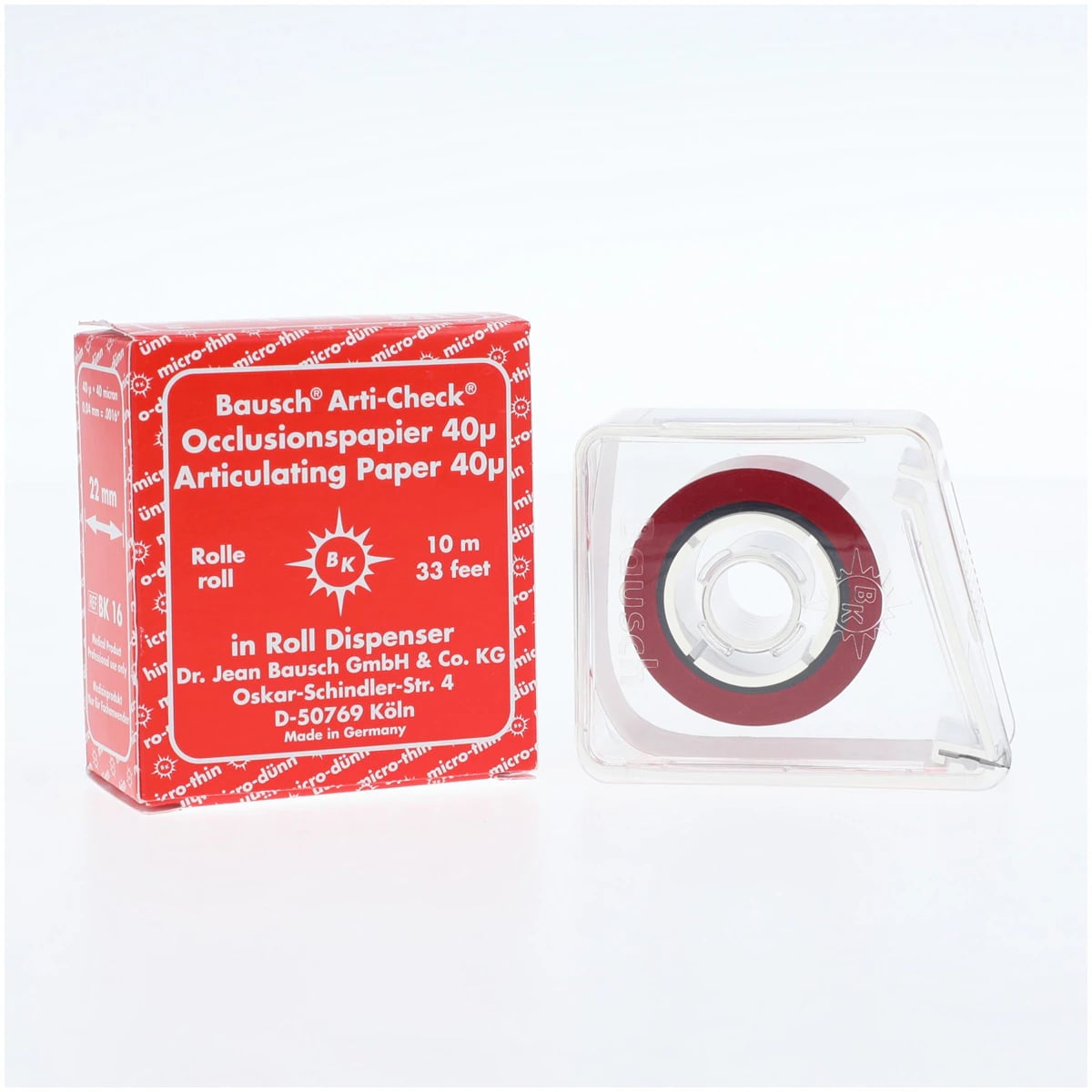 Arti-Check Articulating Paper Roll, 40 Microns, Red, 22 mm x 10 m/Roll, BK-16