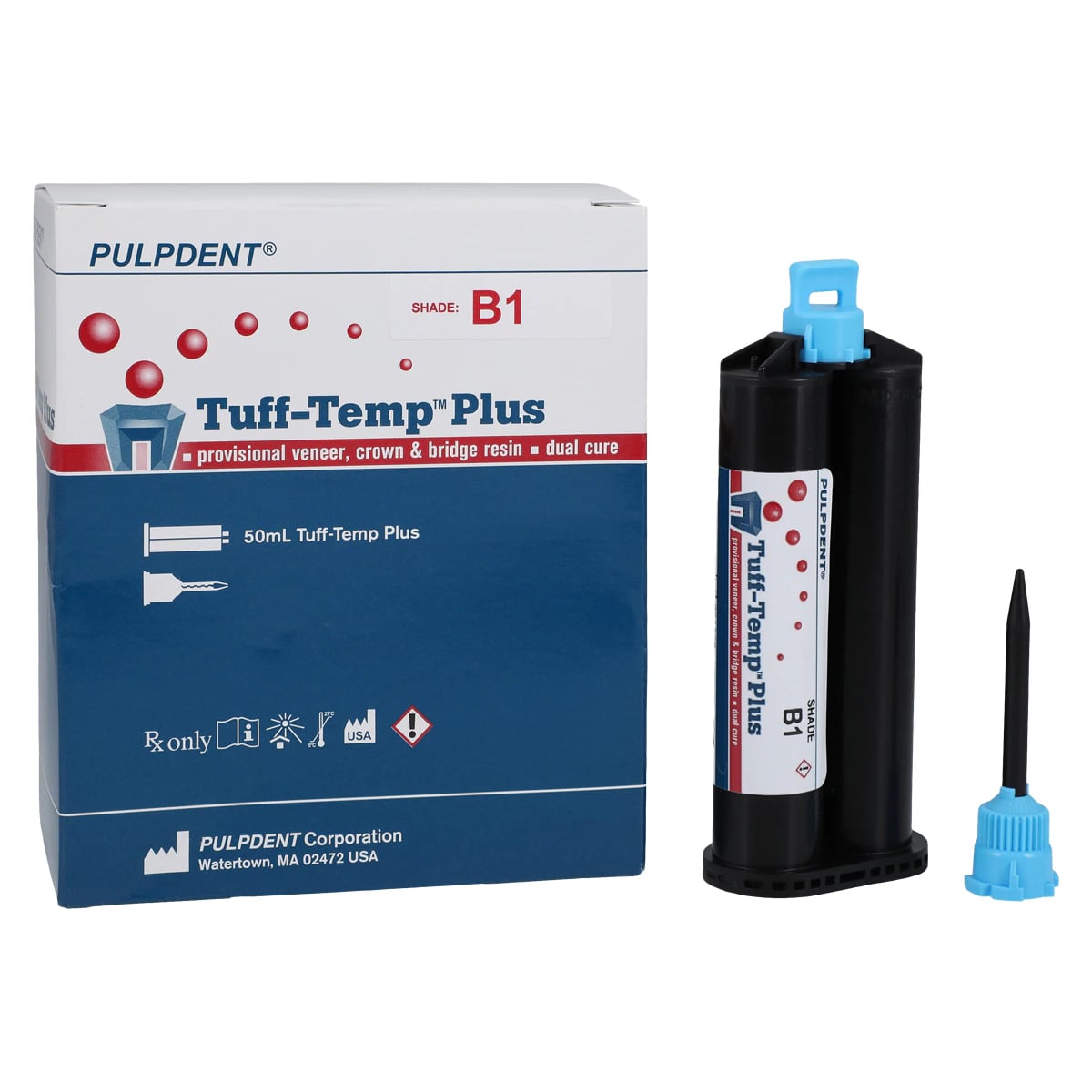 Tuff-Temp Plus Automix Cartridge Kit, Provisional Veneer/Crown & Bridge Resin, Shade B1, 50 ml, TTPB1