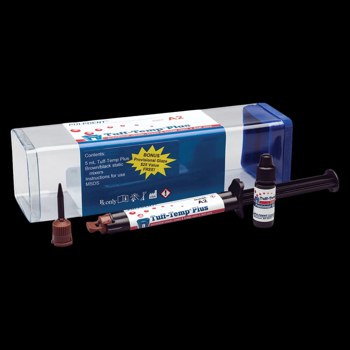 Tuff-Temp Plus Provisional Veneer, Crown & Bridge Resin, A2, 5 ml Automix Syringe Kit, TTP5A2