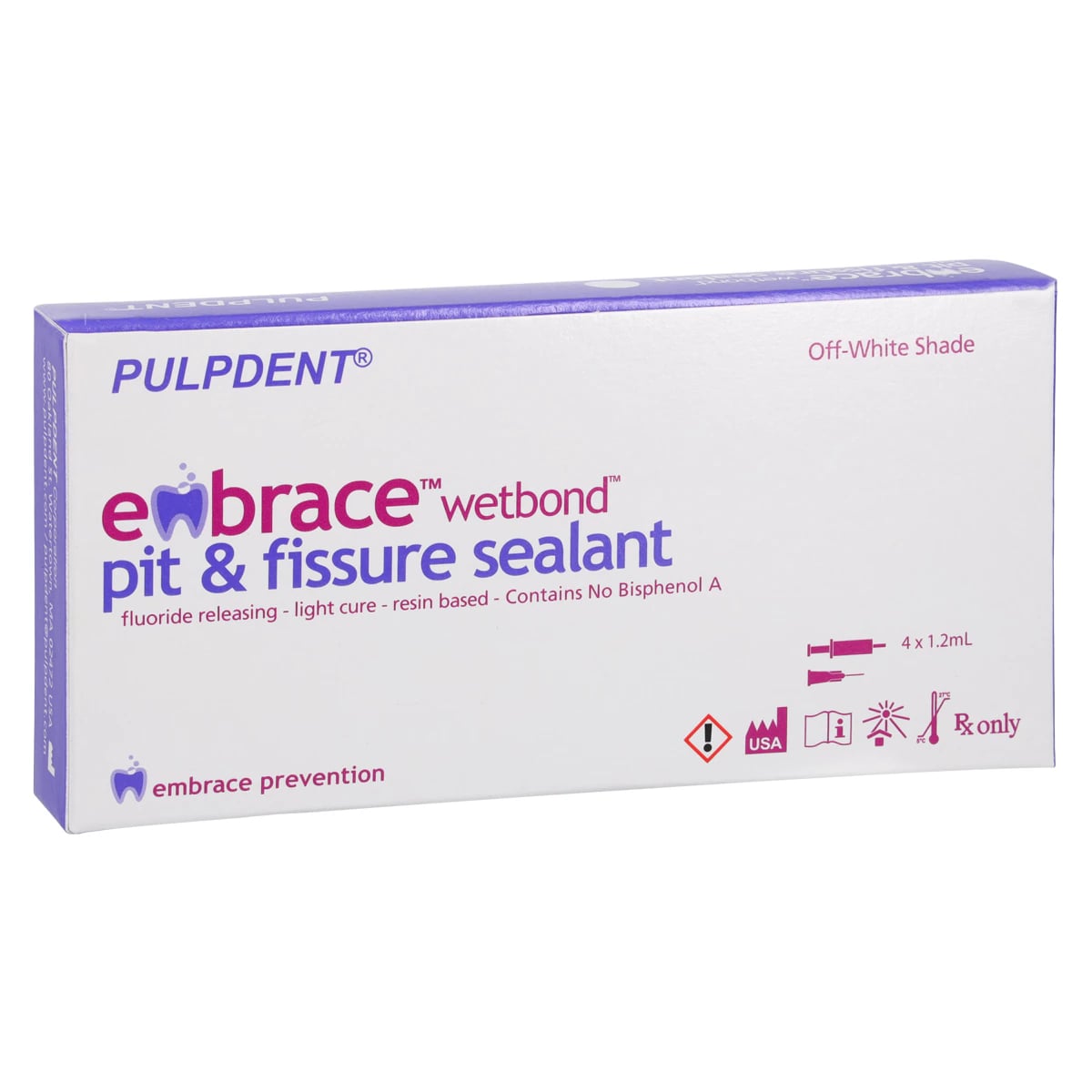 Pulpdent Embrace WetBond Pit & Fissure Sealant, Off-White, 1.2 mL Syringe, 4/Pk, EMSW