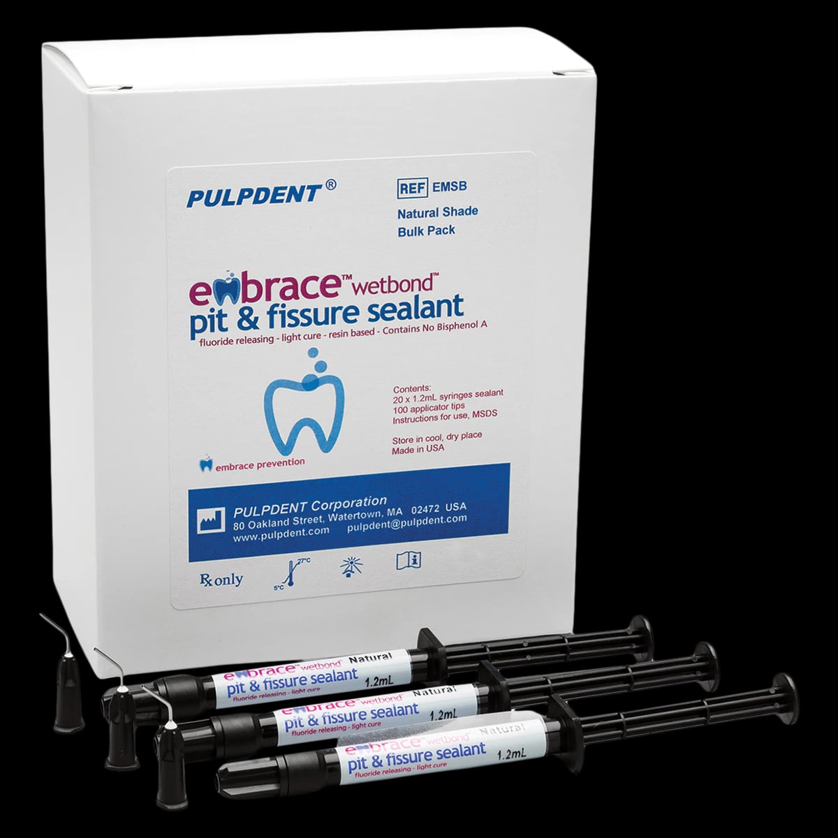 Embrace WetBond Pit & Fissure Sealant, Natural Shade, 1.2 mL Syringe, Bulk Pack, 20/Pk, EMSB