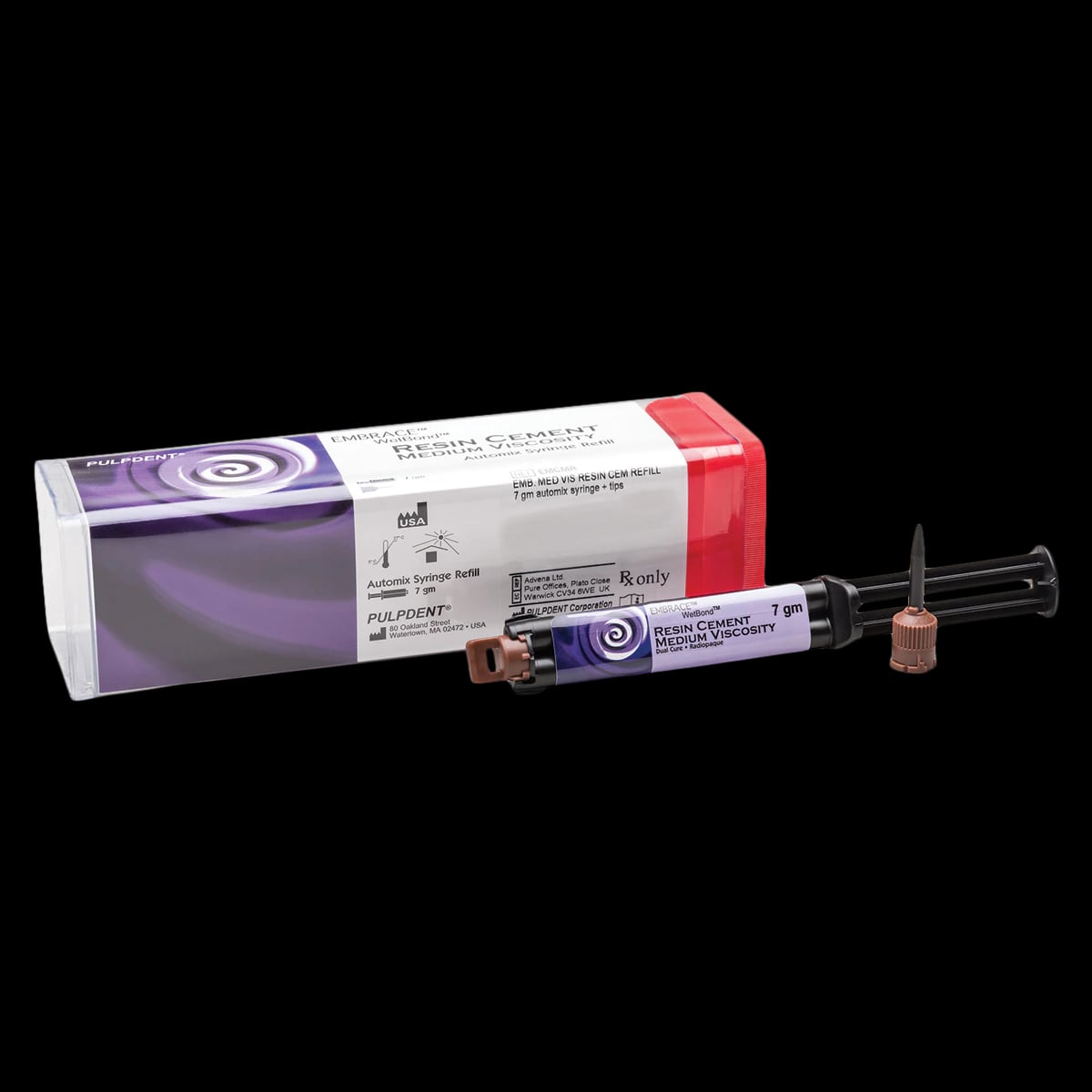 Pulpdent Embrace WetBond Resin Cement, Medium Viscosity, Automix Syringe Refill, 3.5 g Cement, 10 Automix Tips, EMCMR2