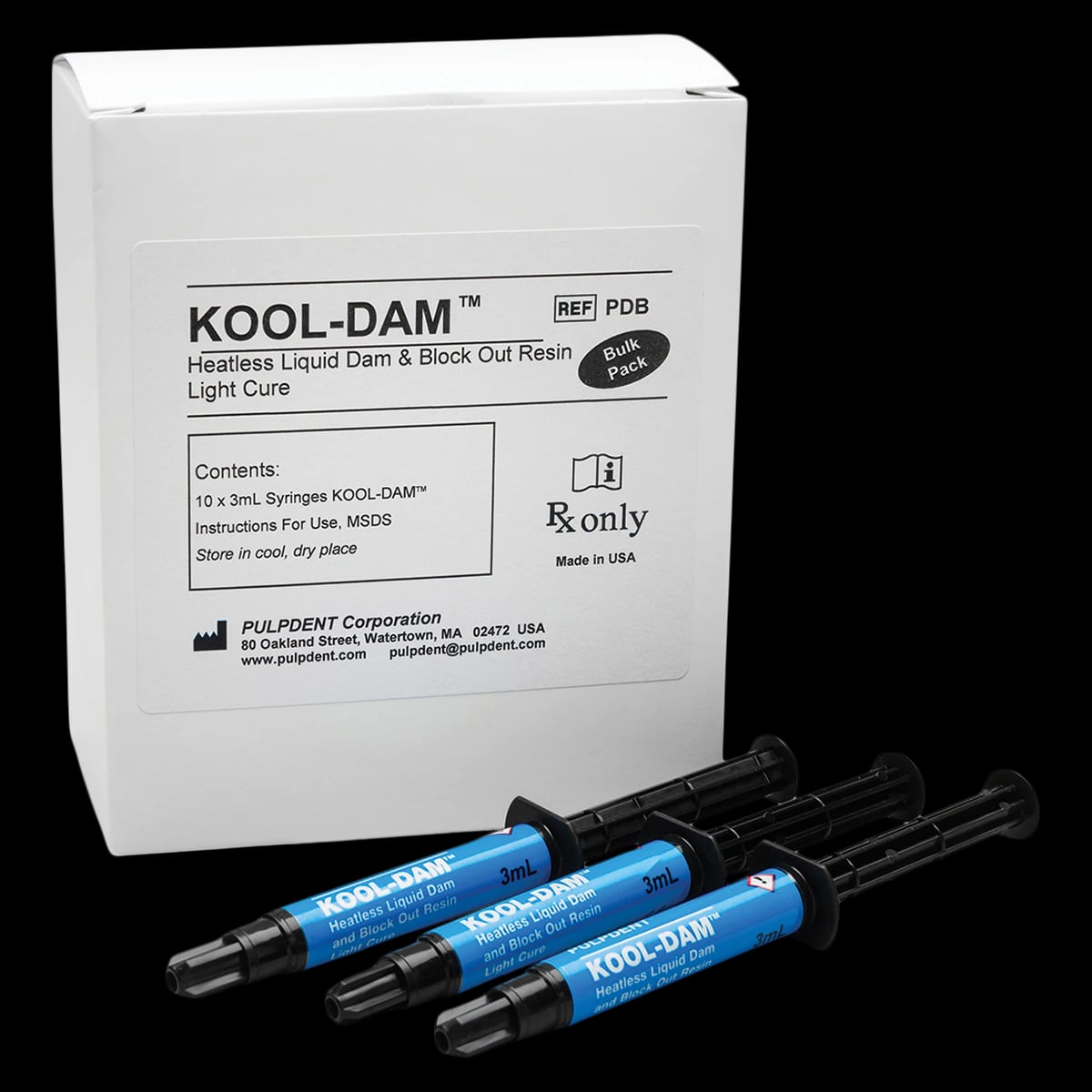 Kool-Dam Light-Cure Heatless Liquid Dam & Block-Out Resin, 3 ml Syringes, Bulk Pack 10/Pk, PDB