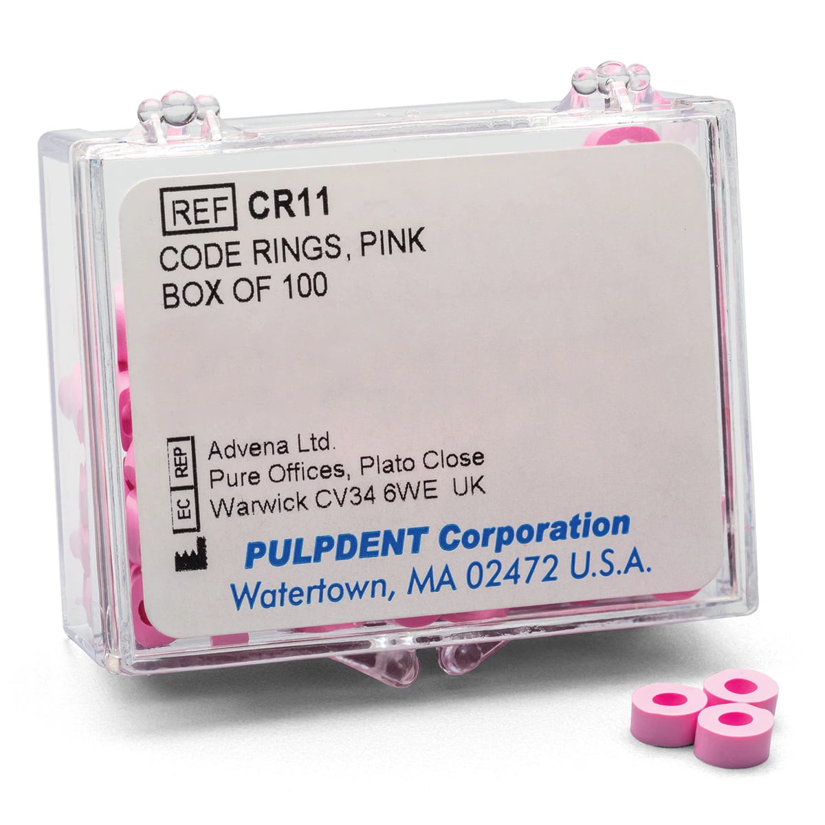 Pulpdent Silicone Code Rings, Standard, 1/8" ID x 1/8" Wide, Pink, 100/Pk, CR11