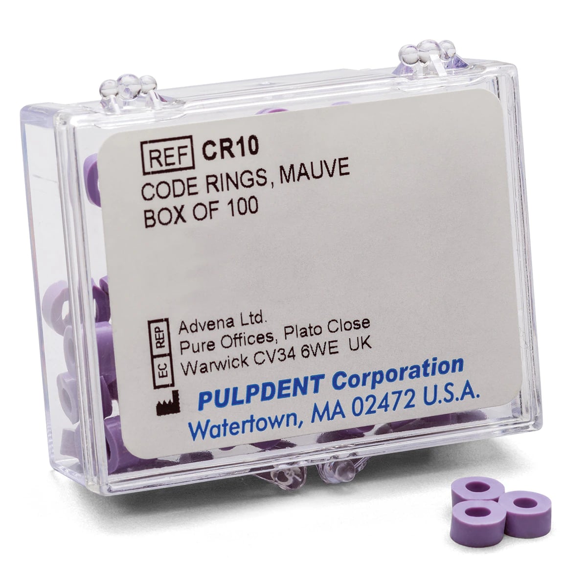Pulpdent Code Rings, Standard, Silicone, Mauve, 1/8" ID x 1/8" Wide, 100/Pk, CR10
