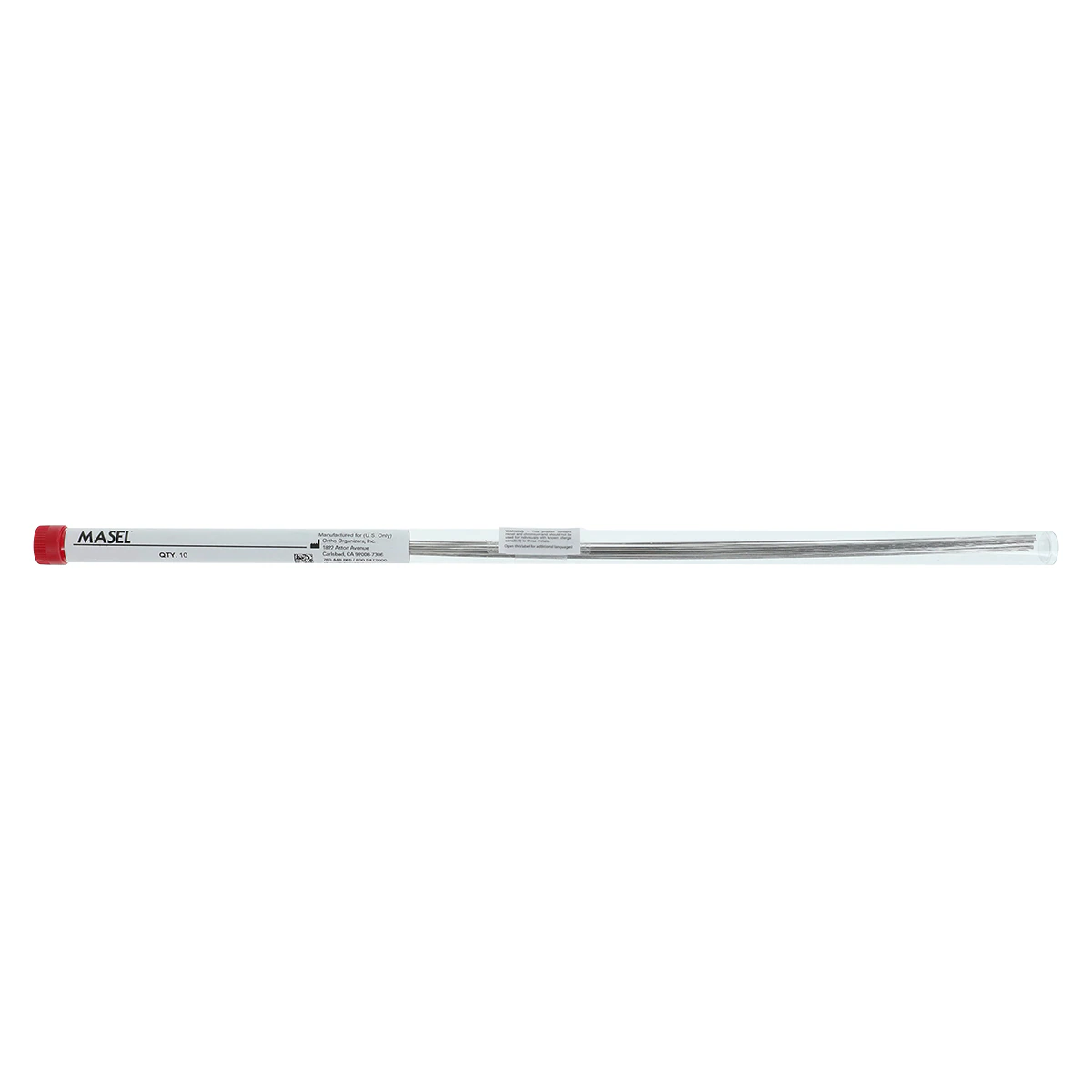 Masel Stainless Steel Round Spring Tempered Archwire, 14" Length, 0.032" Diameter (20 Gauge), Pack of 10