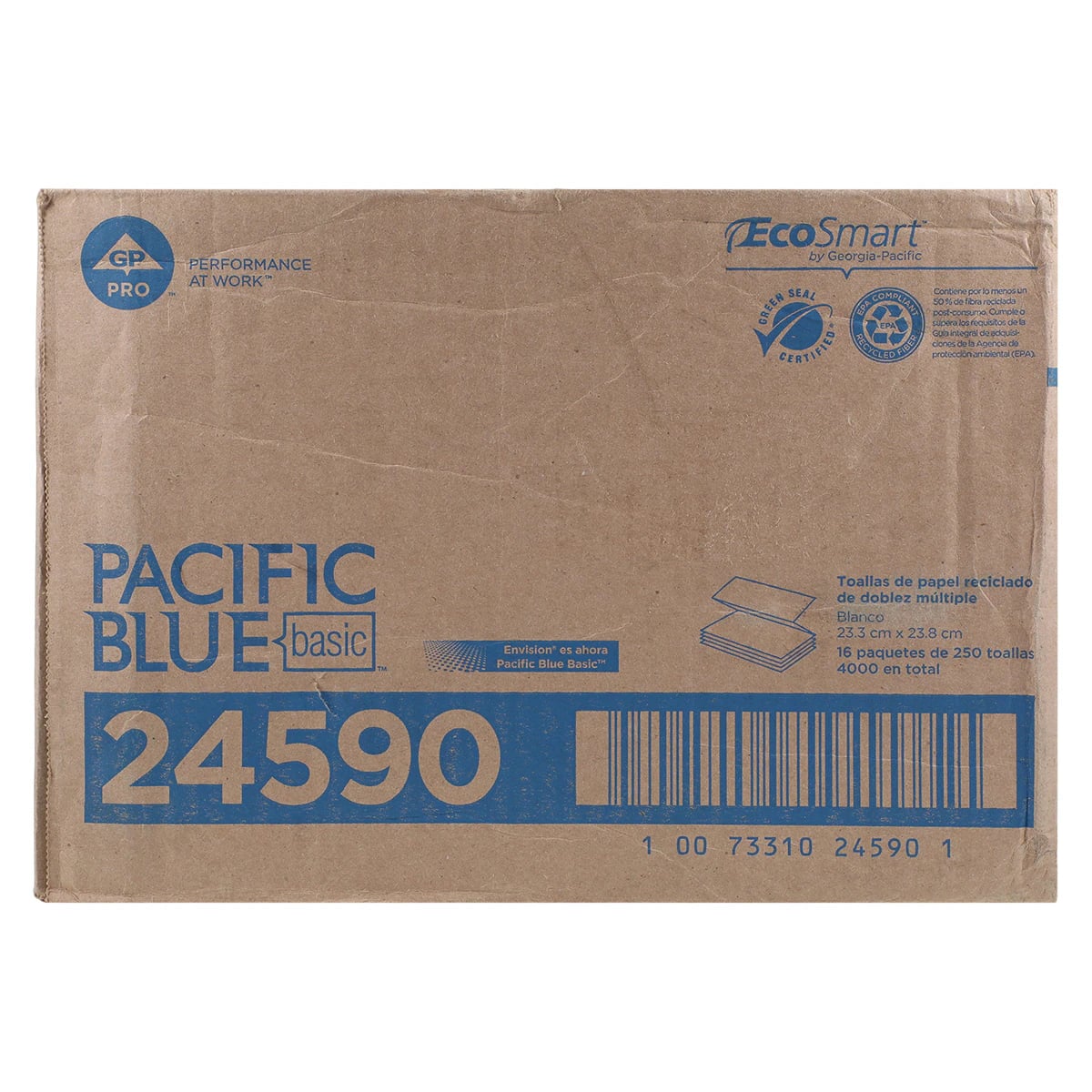 Georgia-Pacific Envision Multifold Paper Towels, 1-Ply, 9.2" x 9.4", White, 4000/Case (16 Packs of 250)