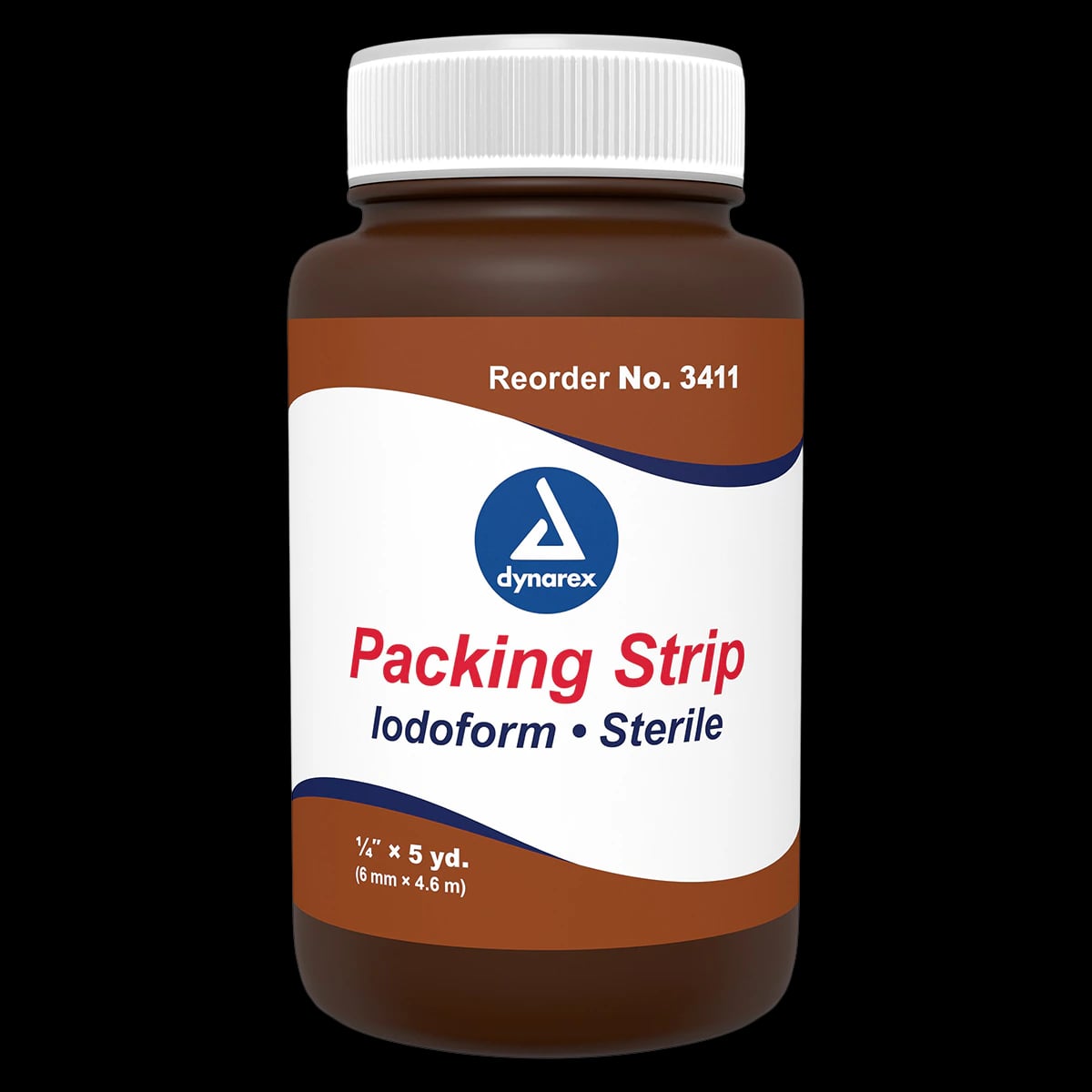 Dynarex Sterile Iodoform Packing Strip, 1/4" x 5 yd, 100% Cotton, #3411
