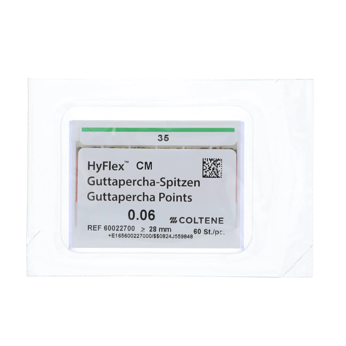 HyFlex CM GuttaPercha Points, Taper .06, Size #35, Green, 60/Pkg, 60022700