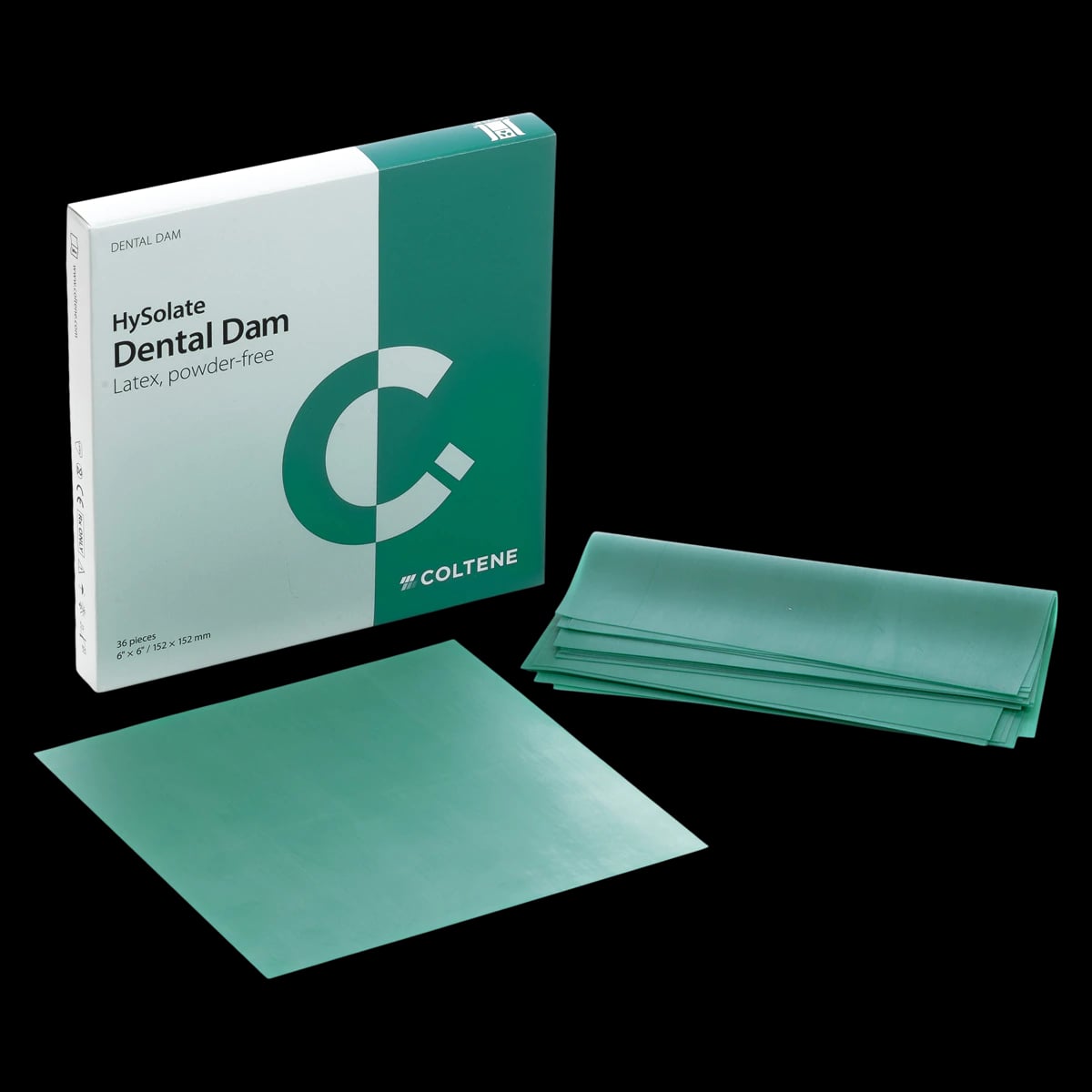 HySolate Latex Dental Dam, Green, Medium, 5" x 5", 364/Box, 60034422