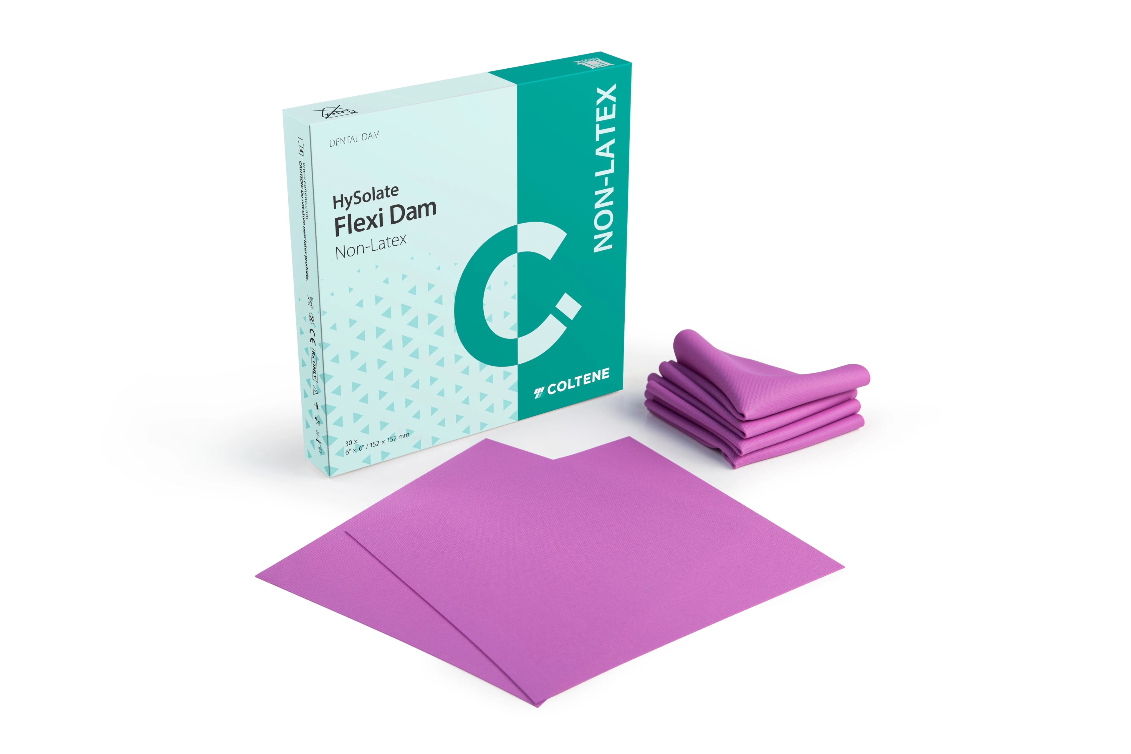 Hygenic Flexi Dam Non-Latex Dental Dam, 6" x 6", Medium Gauge, Green, 30/Box, H09946