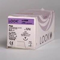 Look PolySyn Polyglycolic Acid Absorbable Suture, 3-0, Undyed Braided, 27" (70 cm), C-6 Reverse Cutting Needle 19 mm, 3/8 Circle, 12/Box, 423B