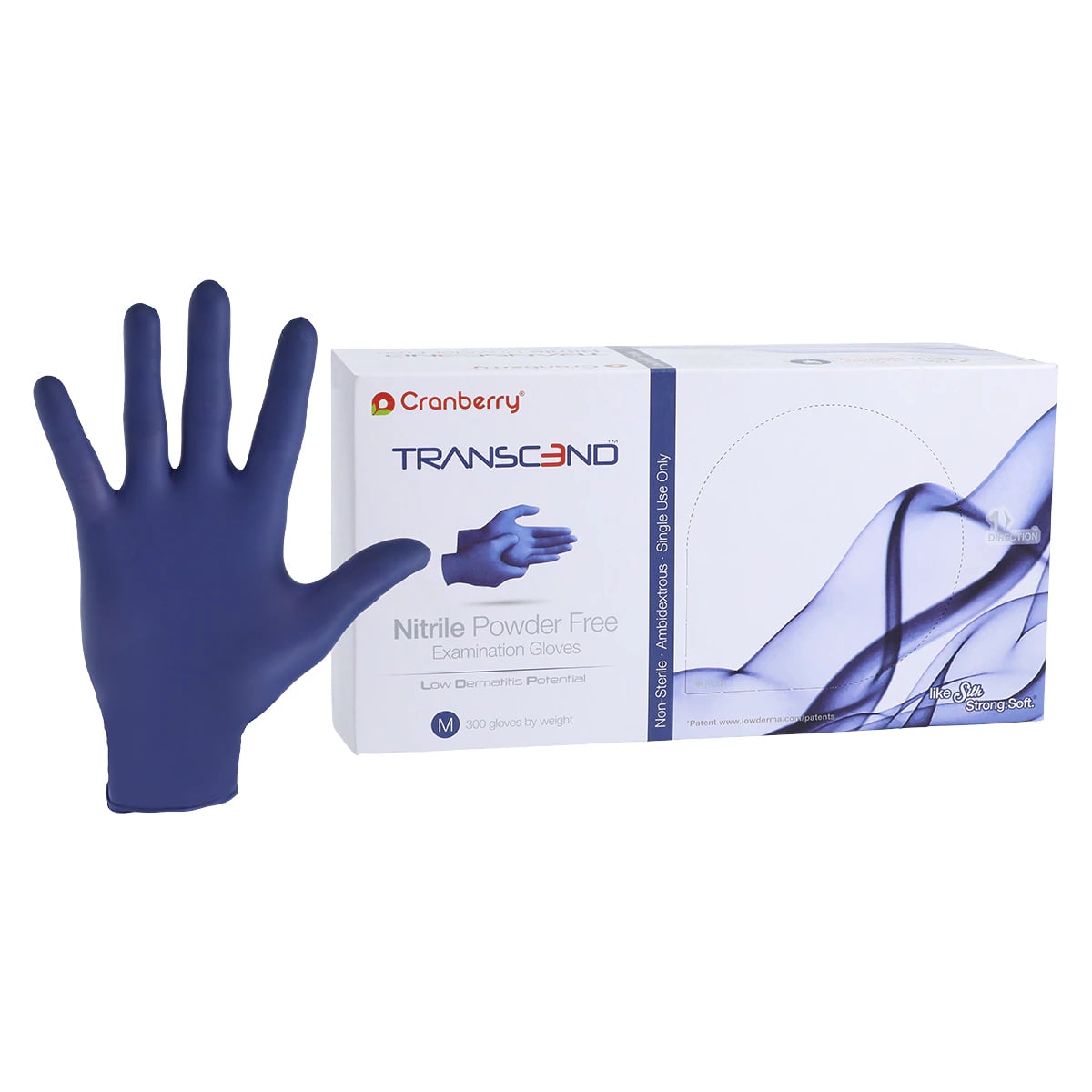 Cranberry Transcend Nitrile Powder-Free Exam Gloves, Medium, Matte Blue, 300/Box, CR3367
