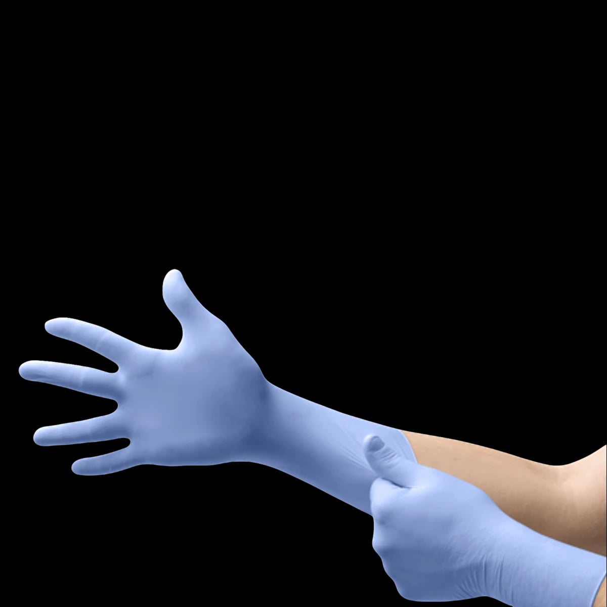 Microflex FreeForm EC FFE-775 Nitrile Exam Gloves, Powder Free, Non-Sterile, Textured, Extended Cuff, Small, Blue, 50/Box