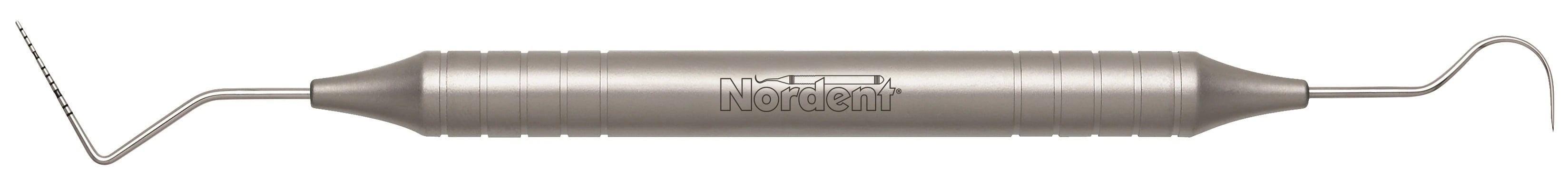 Nordent Expro Double-End Probe/Explorer, UNC #12 Color-Coded Probe (1-12mm) with #23 Shepherd's Hook Explorer, DuraLite Round Handle, REPCN12-23