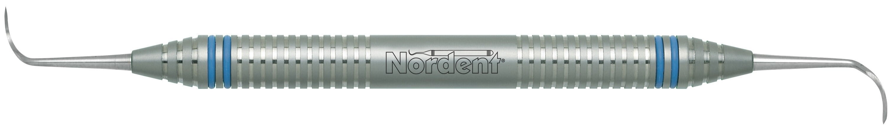 Nordent #2 Offset Universal Posterior Sickle Scaler, Double-Ended, DuraLite ColorRing, US 440A Stainless Steel, Each
