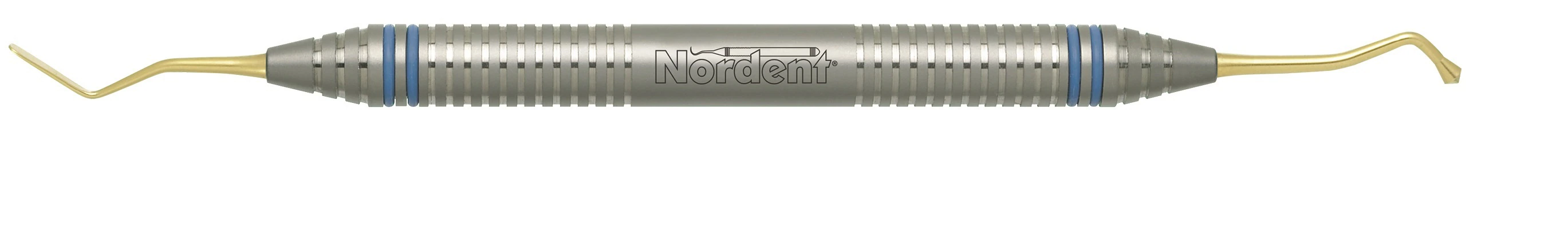 Nordent Composite Placement Instrument, Double-Ended, #22T Paddle/Acorn, Titanium Nitride Coated, DuraLite ColorRings Handle