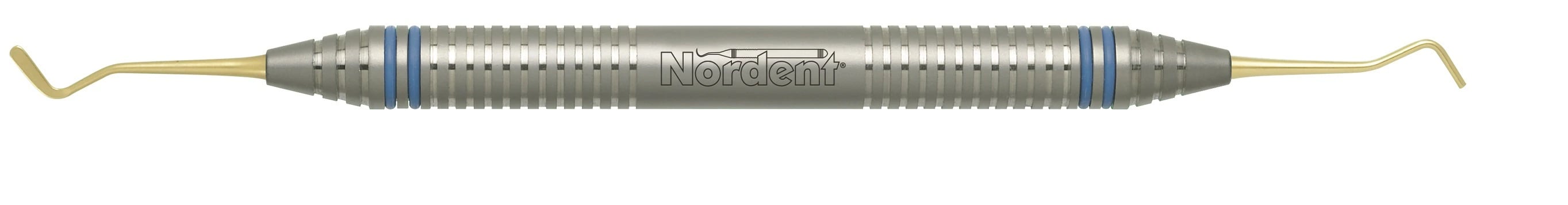 Nordent Composite Placement Instrument, Double-Ended, Paddle/Condenser #3, Titanium Nitride Coated, DuraLite ColorRings Handle