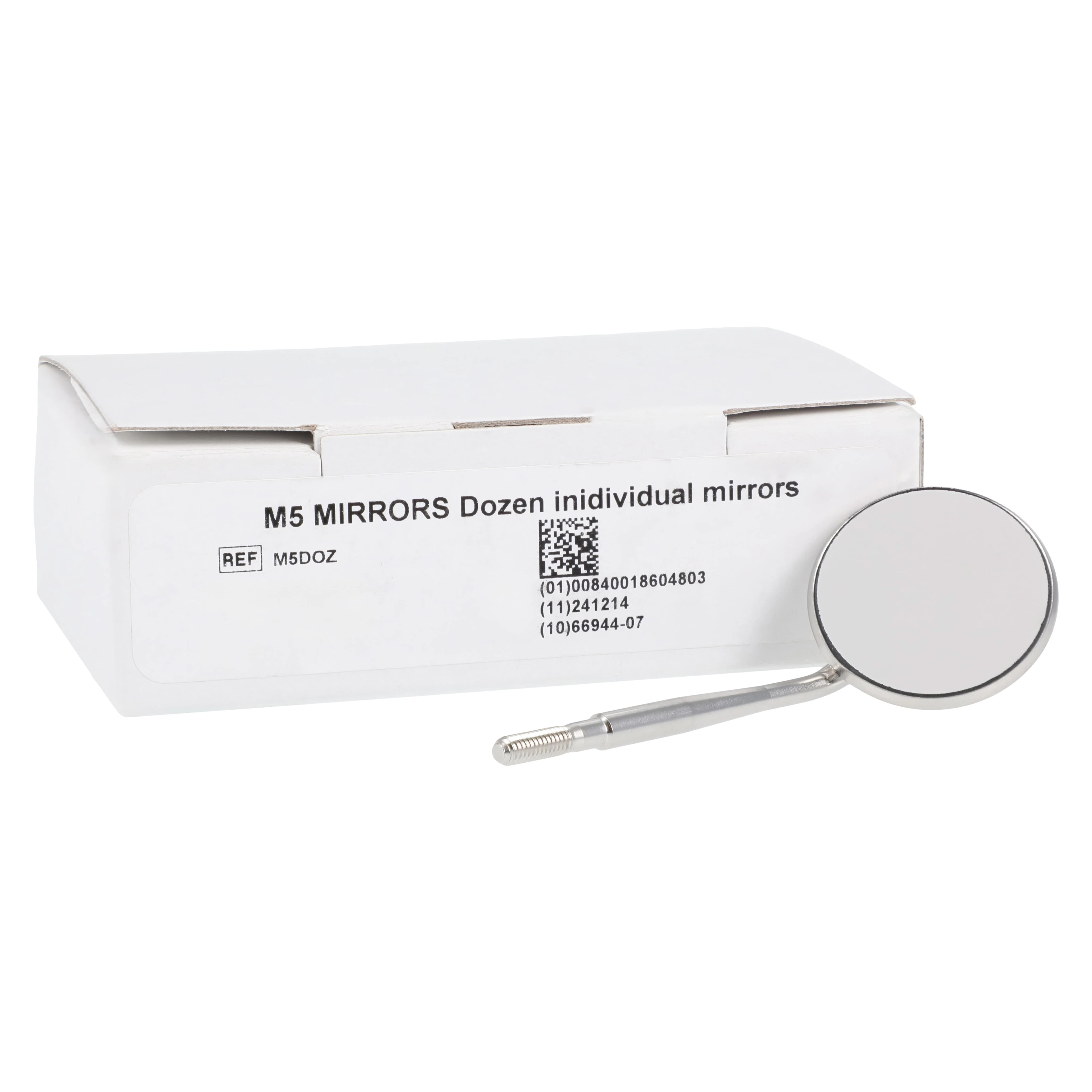Nordent Front Surface Mirror Heads, Cone Socket #5, Medium, Stainless Steel, Rhodium Coated, 12/Pack