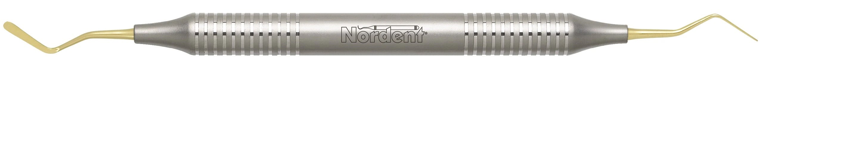 Nordent Composite Placement Instrument, #4T Double Paddle, Titanium Nitride Coated, DuraLite Round Handle, Double End