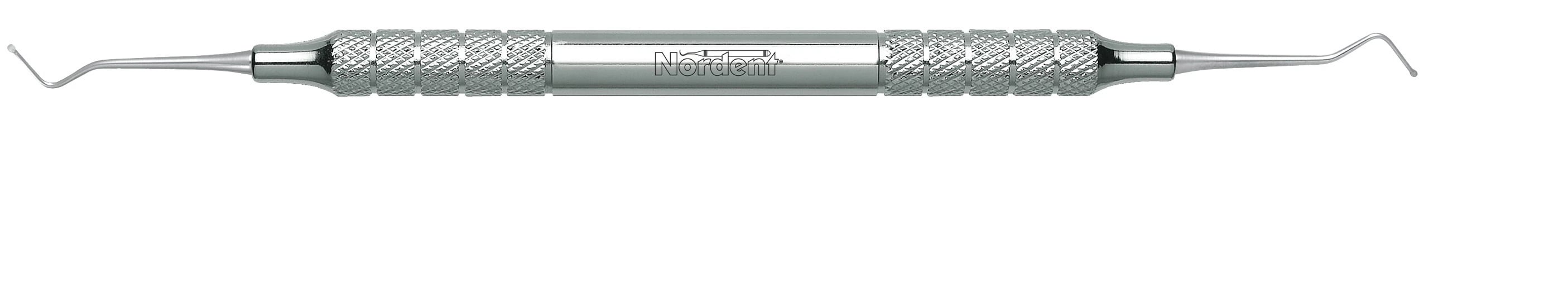 Nordent Excavator #1S (38/39), Double-Ended Spoon, 1.0 mm Tip, 6 mm Shank, 50° Angle, Standard Handle, Stainless Steel, REC1S
