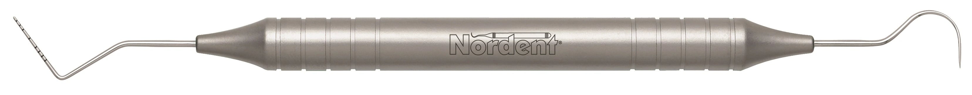 Nordent Expro OW-23 Double-Ended Williams Color-Coded Probe (1-2-3-5-7-8-9-10 mm) with #23 Shepherd's Hook Explorer, DuraLite Round Handle, REPCOW-23