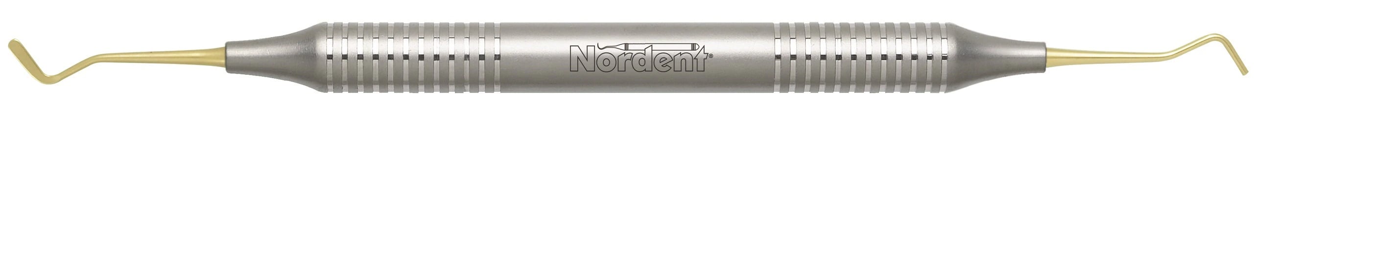 Nordent Composite Placement Instrument, Double-Ended, #3T Paddle/Condenser, Titanium Nitride Coated, DuraLite Round Handle, REPFI3T